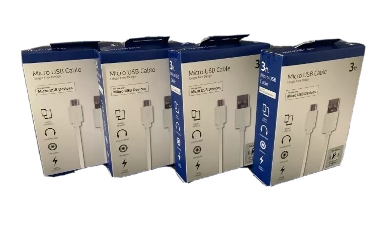 Lot of 4 Newtech Micro White USB Cables 3ft. Tangle Free Design NIB gallery
