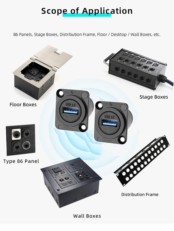 5PCS USB3.0 D Series Panel-Mount Connector,Waterproof USB Port Socket 86 Pane... gallery