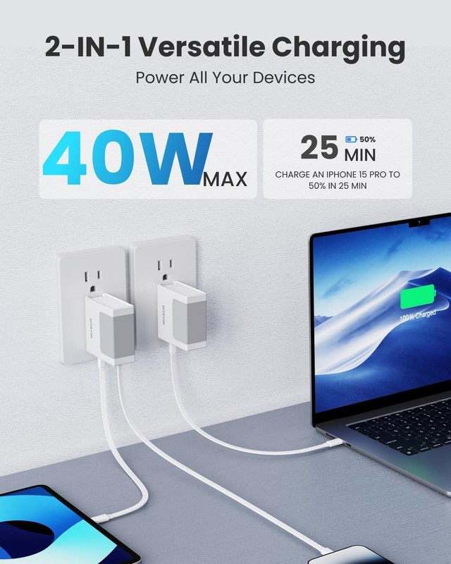 65W USB C Retractable Type-C Cable Portable Fast Charging 18W with Foldable Plug gallery