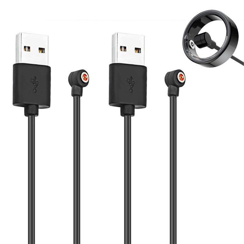 [2-Pack] Smart Ring Charger Cable, for YoR by Letsfit, COLMI, 30 cm, Black