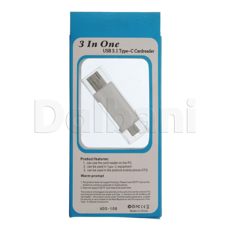 3 in One USB 3.1 type C Card Reader OTG Port TF SD ADS-108 for Universal Devices gallery