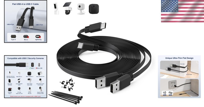 20ft USB A to USB C Power Cord for Tapo C120, eufy Cam S350 gallery