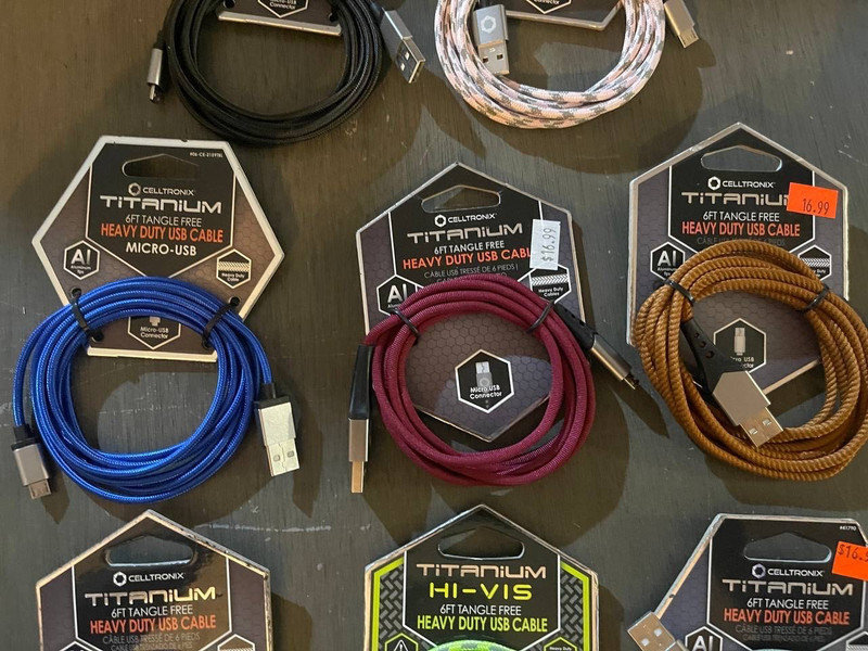Lot 6 Micro USB Celltronix Pugs Titanium Hi-vis 6Ft No Tangle Heavy Duty OC7 gallery