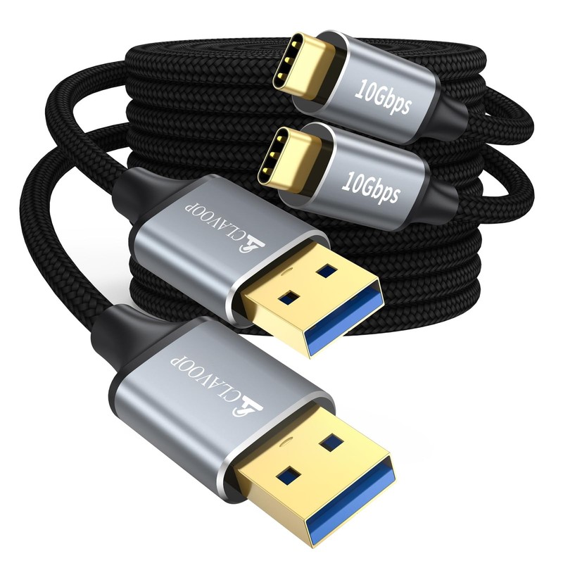 USB A to USB Data Cable 6ft 2Pack, 10Gbps USB 3.2 Gen 2 Data Transfer 100W Fa…