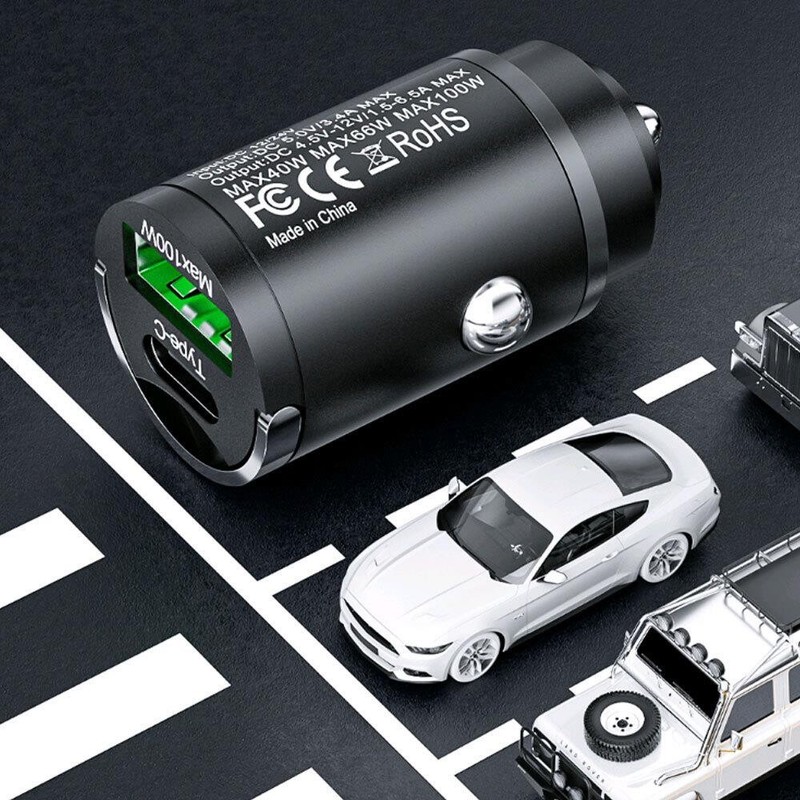 Black USB Phone Charger Type C QC3.0 Car Interior Accessories Fast Charging Tool gallery