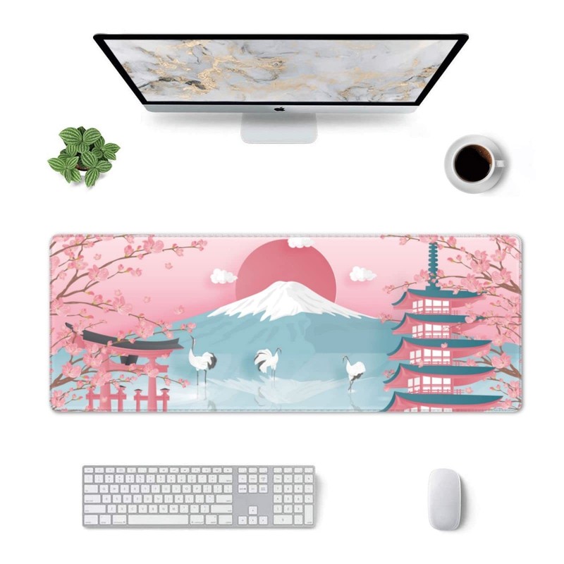 Japanese Ocean Waves Gaming Mouse Pad XL, Non Slip Rubber Base Mousepad, Stit... gallery