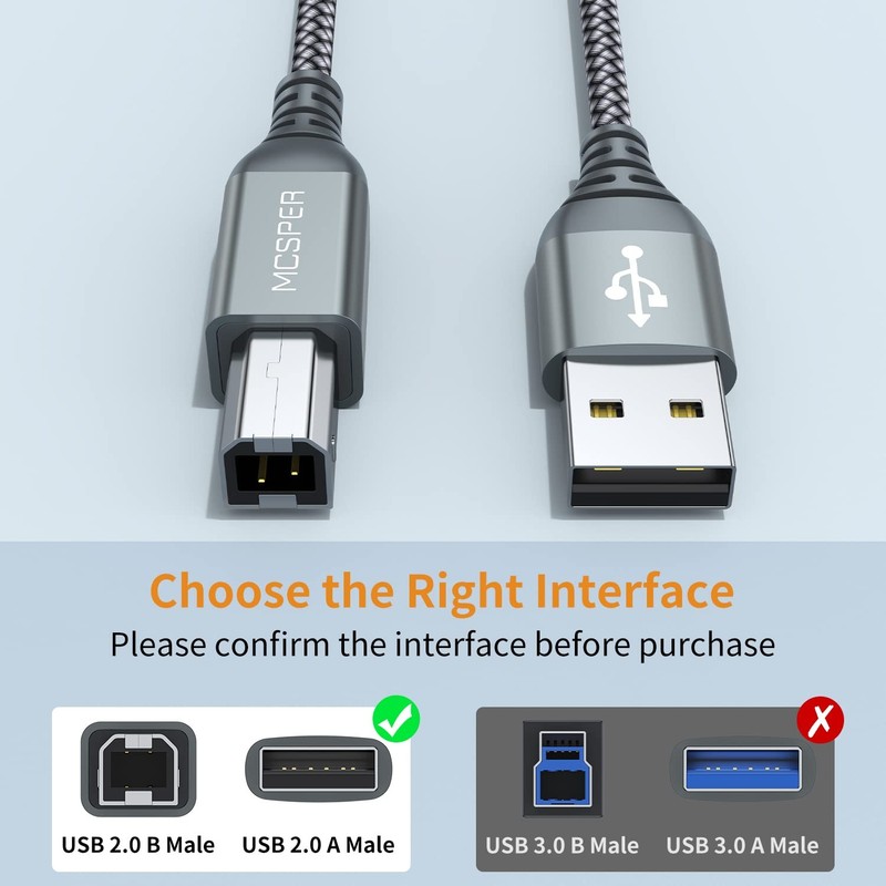 2 Pack Usb Printer Cable 5ft Usb A To B Cable Compatible With Hp Canon Brother S gallery