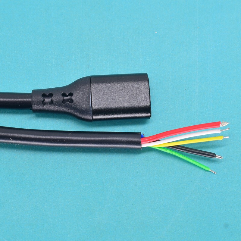 100pc 1ft/30cm USB C Type-C Female Cable 5A 20AWG 5core Power Pigtail DATA Cable gallery