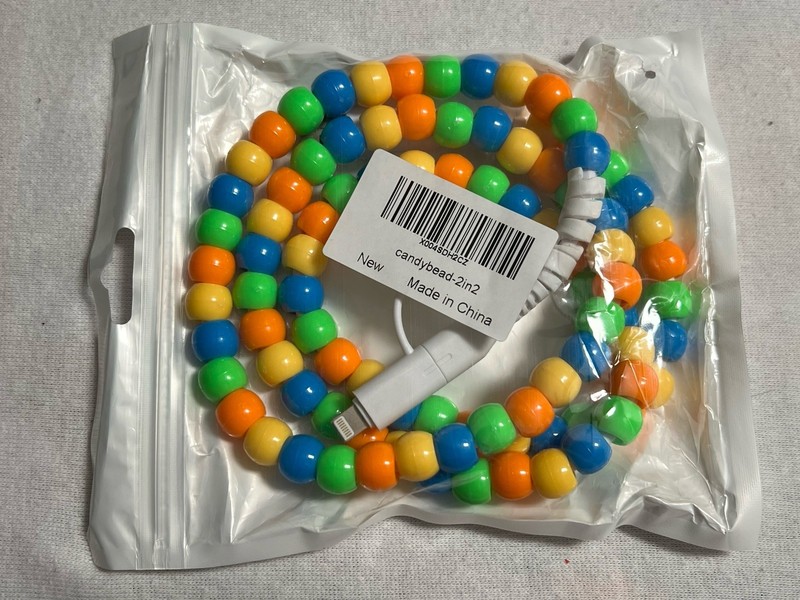 2-in-1 Beaded Charging Cable Colorful Candy Beads USB Sync Cord for iPhone iPad