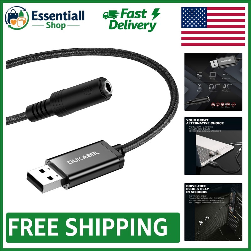 Ultimate USB Audio Adapter – 25CM, Stereo Output, Compatible with All Systems