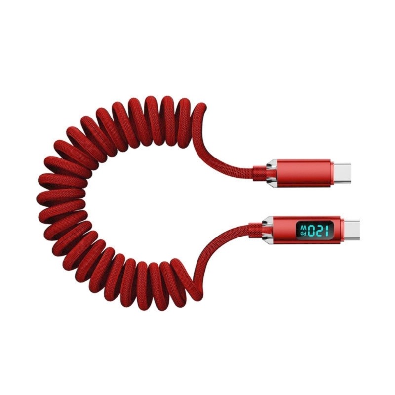 Spring Loaded USB C Charging Cord 120W Highly speed Power Delivery Braided Cable gallery