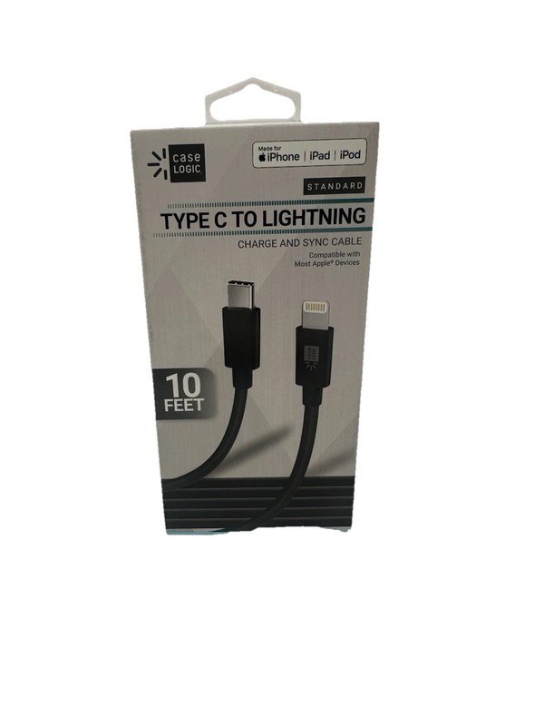 Case Logic 10 Feet MFi Certified Lighting Charge Type C & Sync Cable Black