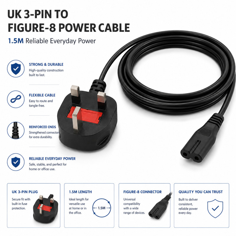 Power Cable Lead Plug for CLIPOP 017 Eklipt UK-KC001 UK-KC002 Figure 8 AC UK gallery