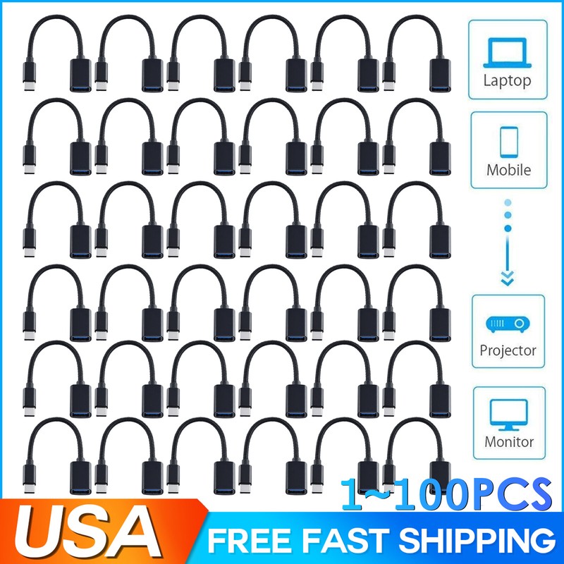Lot USB-C 3.1 Type C Male to USB 3.0 Type A Female OTG Adapter Converter Cable