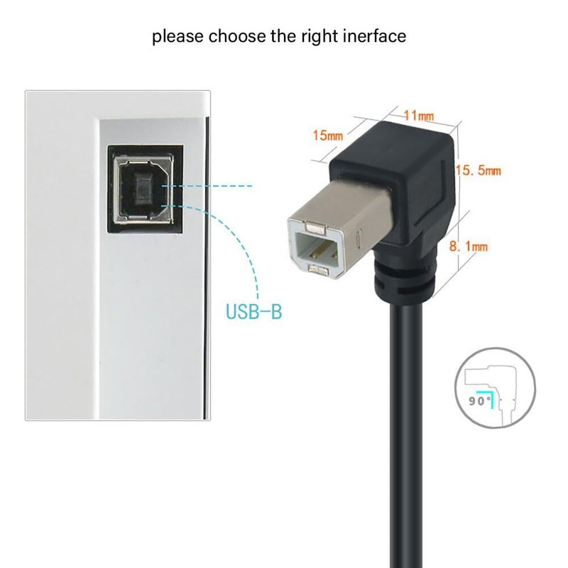 Tivid 59inch USB 2.0 High Speed Printer/Scanner Right Angle Cable USB Printer... gallery