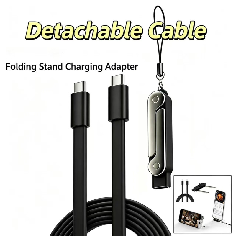 240W 2-In-1 USB C to Type C Fast Charging Foldable Bracket Datacable for Iphone gallery