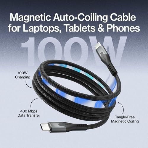 Magnetic USB C to USB C Fast Charging Cable - 100W, 3FT/1M, 3-Pack, Compatible w gallery