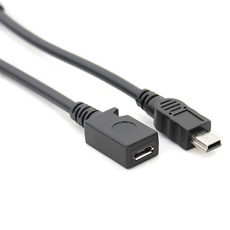 Micro USB to Mini USB Converter Line for Disk/Fan/Card Reader Cord MP4 Black gallery