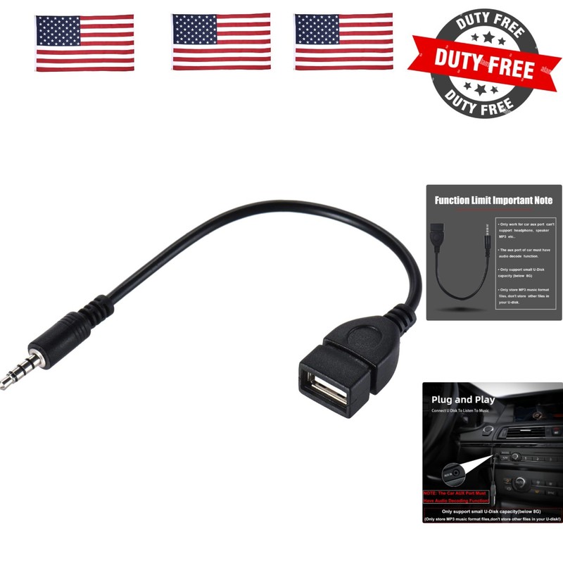 3.5mm 1/8 inch AUX Audio Plug Male to USB 2.0 Female OTG Adapter Converter Ca…