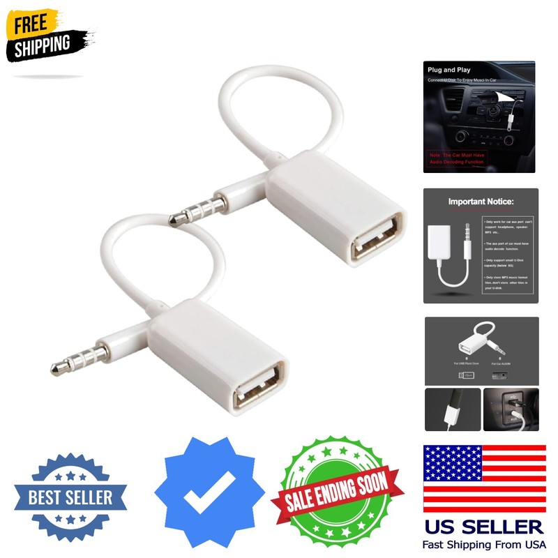 AUX to USB Adapter, 3.5mm Male Audio Jack to USB 2.0 Female Converter Cable, …