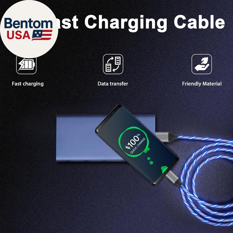 Light up USB C Cable, LED Fast Charger Type C Charging Cords, USB-A to USB-C Com gallery