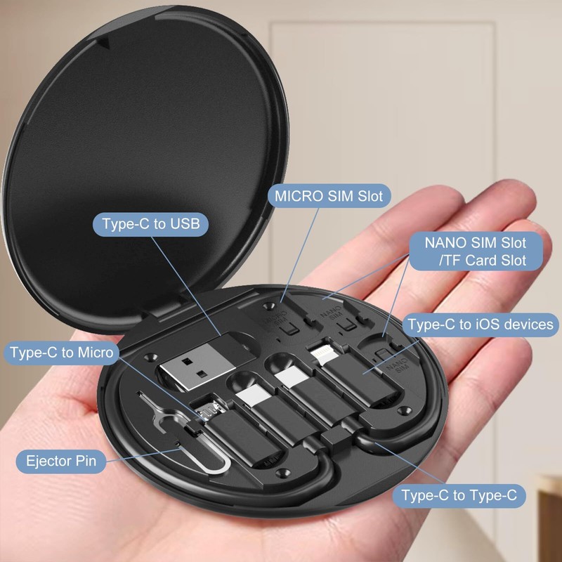 Multi Charging Cable Conversion Head Portable Storage Box with Sim Card Slot gallery