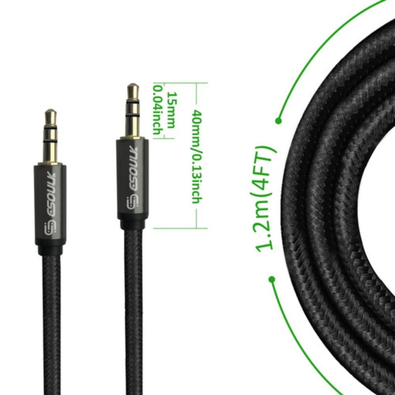 Esoulk Premium Aux Audio Cable 4ft AUX Cable for Headphones, iPod, iPhones, iPad gallery