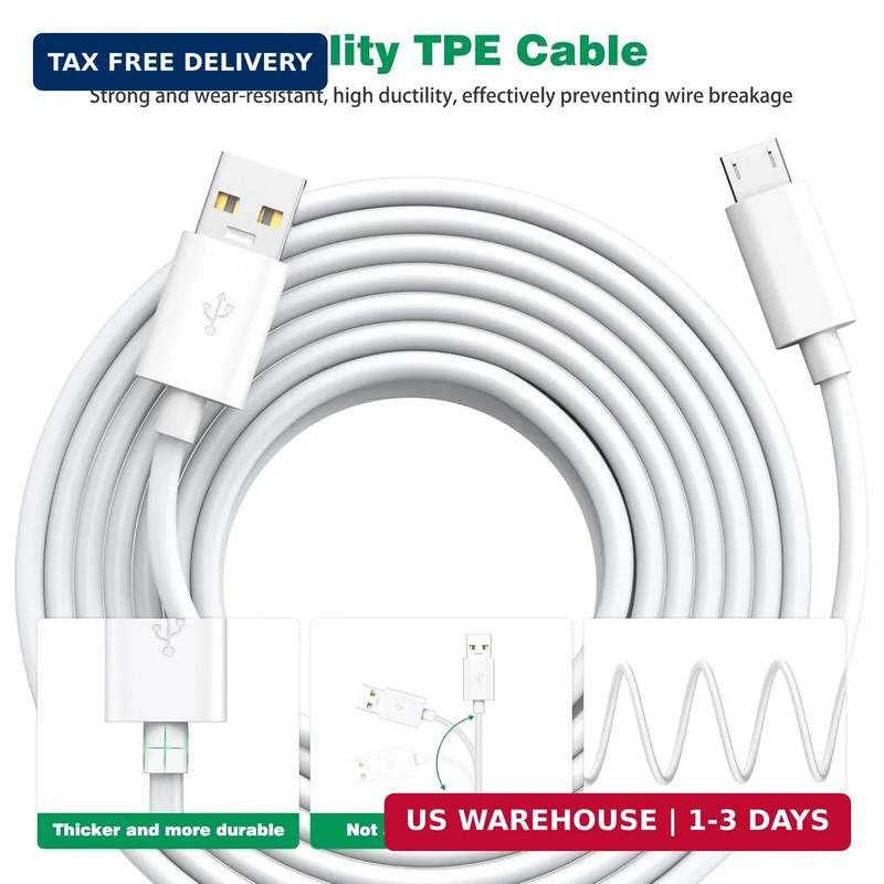 5M/16FT Micro USB Power Extension Cable Compatible with Wyze Cam V3, Wyze Cam Ou gallery