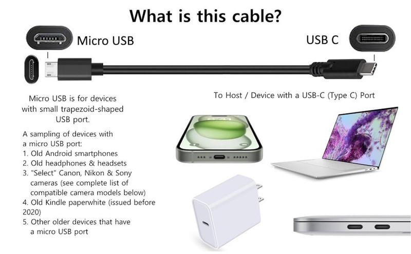 3FT USB C to Micro USB Data & Charge Cable - Micro for Old/Phones, Smartphones, gallery