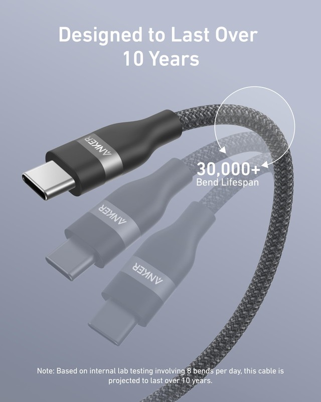 Anker Nano USB C Cable, 240W Flexible Multi-Color Braided Cord, 6ft, Black gallery