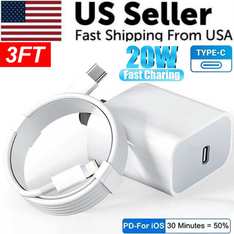 20W Super Fast Charger PD Cable Type C For iPhone 14 13 12 11 Pro Max XR 8 Plus