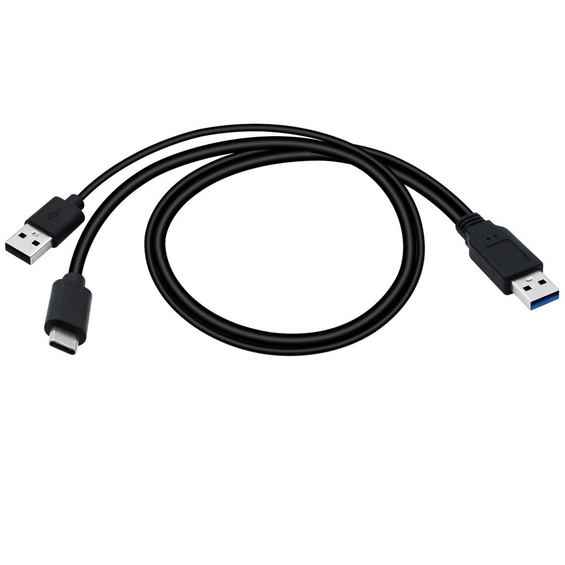 USB Type C Male to USB 3.0 A USB 2.0 Male Dual Power Data Y Cable for Laptop…