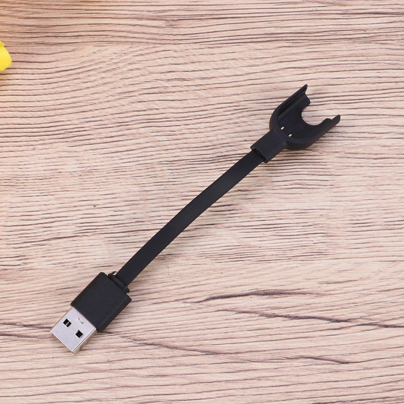 USB Charger Cable for 3 Band Smartwatch with Flexible Tpe Flat Cord in Black