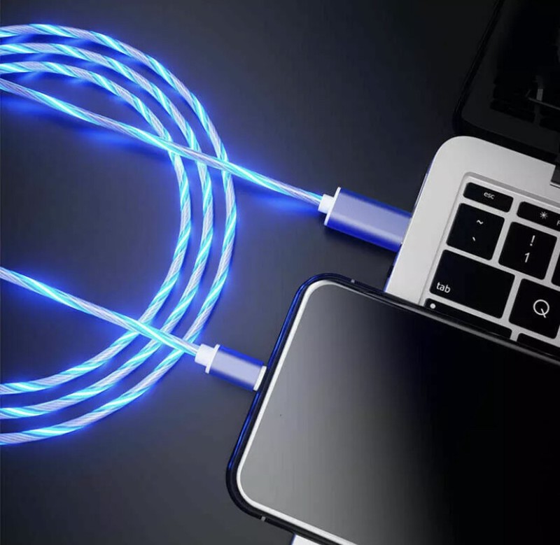 New LED Light Up Flowing Magnetic Fast Charging Charger Cable Cord Micro Type-C gallery