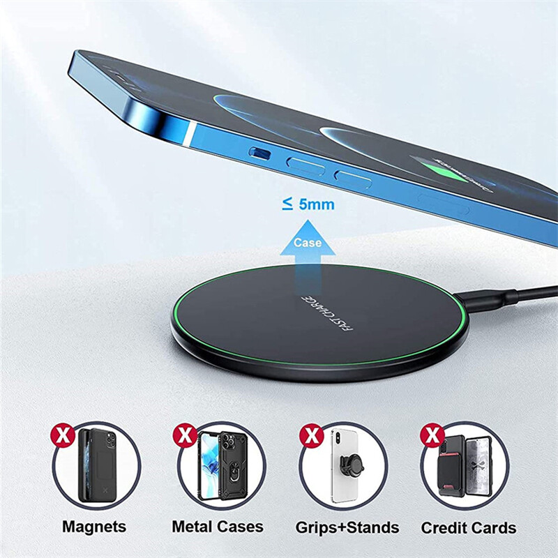 60W Wireless Fast Charger Charging Pad Dock for Samsung iPhone Android Phone gallery