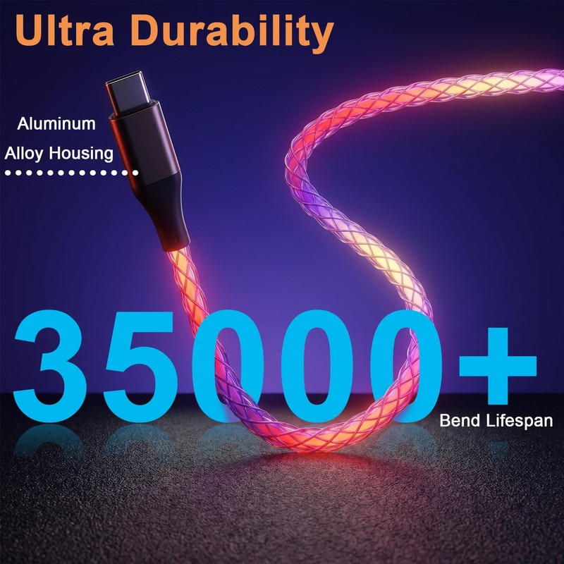 USB to USB Cable Light up to Cable Fast Charging USBC to USBC Cable 60W Braid... gallery