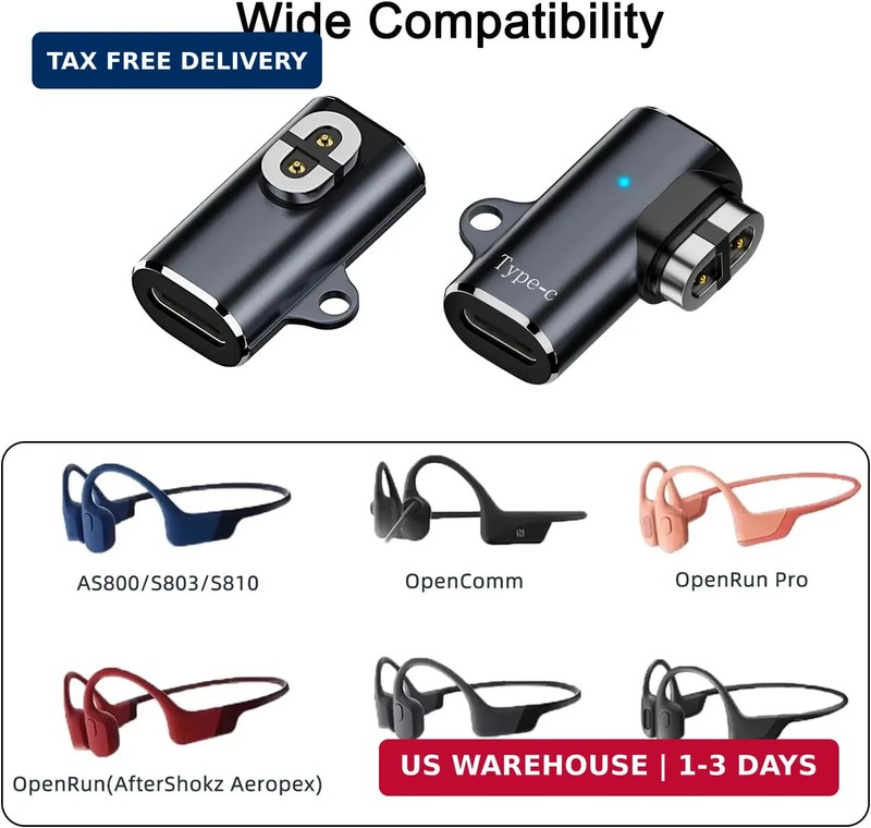 Jadebones 2 Pack USB C Magnetic Charger Adapter for AfterShokz Headphones, Type gallery