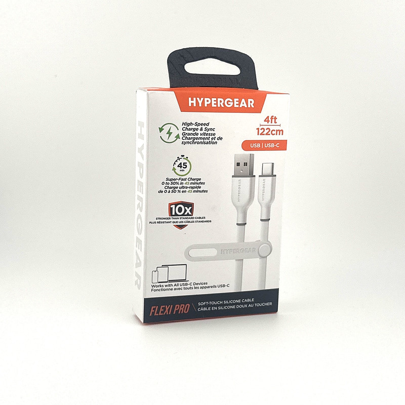 USB to USB-C Cable 4ft for All Devices HyperGear Flexi PRO – 18W Fast Charging