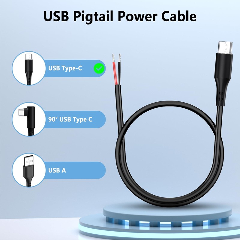 Vovucai USB C Pigtail Cable - 5PCS USB C to 2 Pin Bare Wire 22AWG Power Cable... gallery