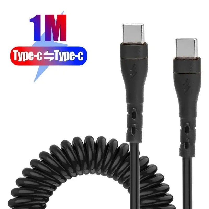 120W PD Type C To Type C Spring Cable 5A Fast Charging For iPhone 15 Xiaomi Sams gallery