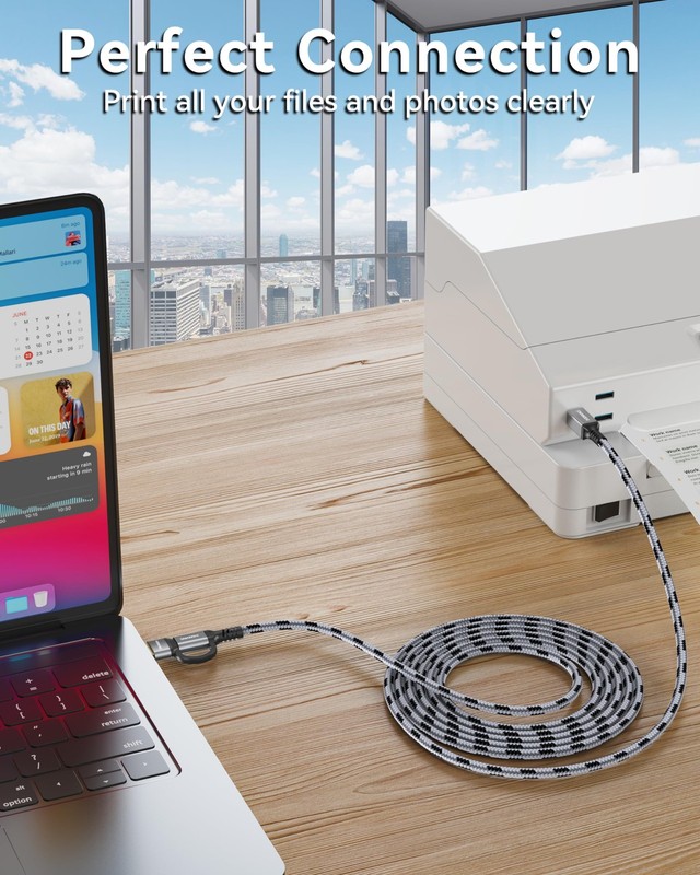 Printer Cable 10 FT, 2in1 USB C & A to B High Speed USB Printer Cable Compati... gallery