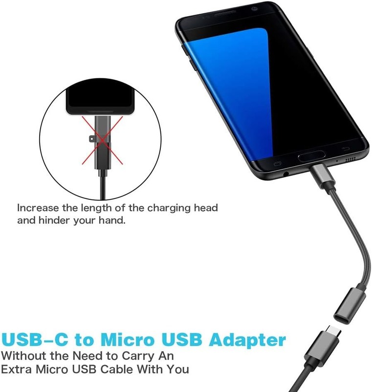 USB C to Micro Adapter, KUXIYAN (2 Pack) Type C Female Black gallery