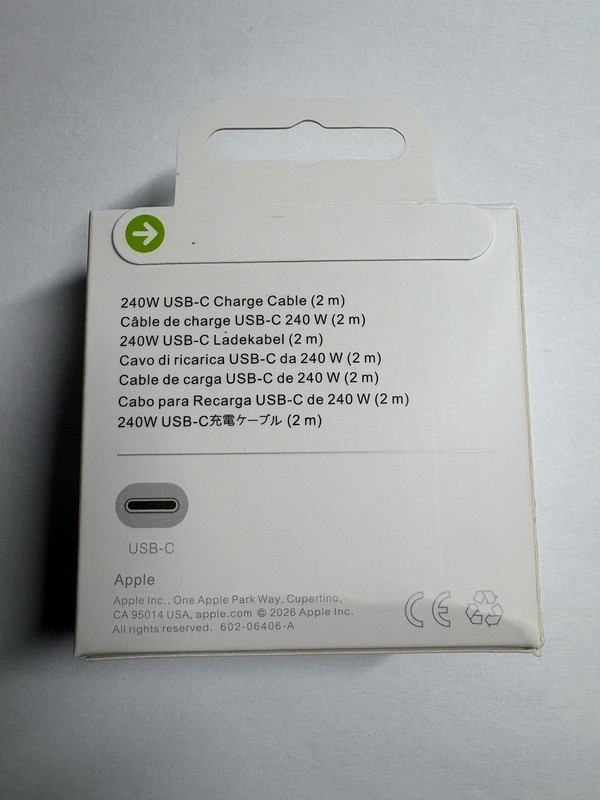 Apple 240W USB-C Charge Cable White 2M New In Box Sealed (2 pack) gallery