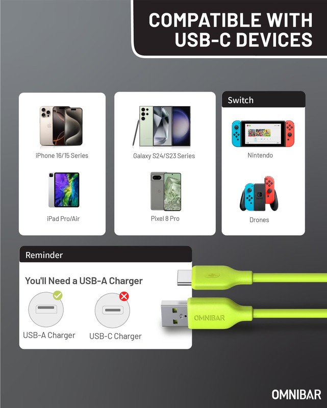 2 Pack Soft Silicone USB A to C Cable 6 feet Flexible Fast Charging Cord gallery