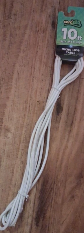 Sync & Charge Micro To USB 10 Foot Long Braided White Cable Cordzilla
