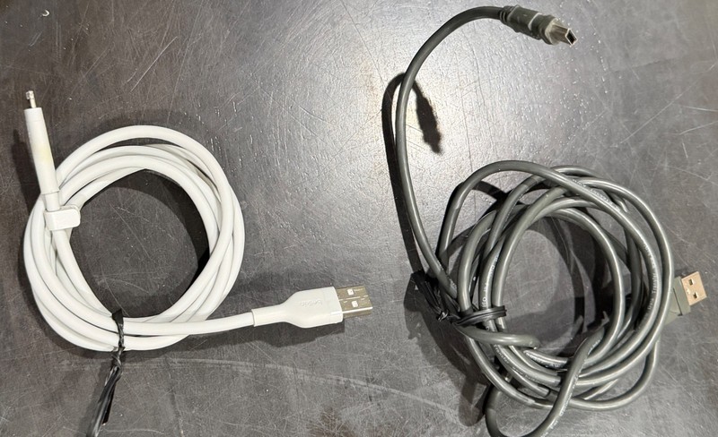 Lot of 2 USB Cables: Belkin 5ft Grey 8-Pin Mini-DIN E166307 & 6ft White 8 pin gallery