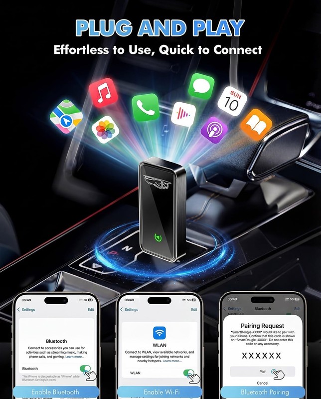 Wireless CarPlay Adapter - Convert Wired to Wireless, Quick Setup, Auto-Connect gallery