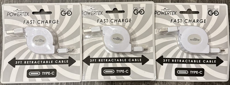 3 Retractable Type C Cable – White