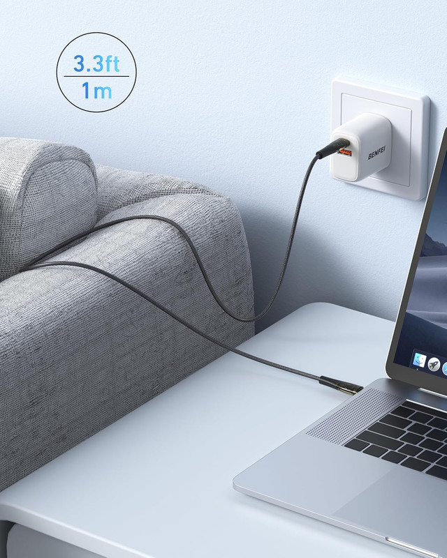 100W USB C to USB C Cable [3-Pack 3.3 Feet], Transparent Fast Charging Cable for gallery