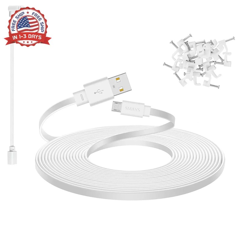Smays 25 ft Micro USB Extension Cable Compatible with Wyze Cam v4, Wyze Cam Pan
